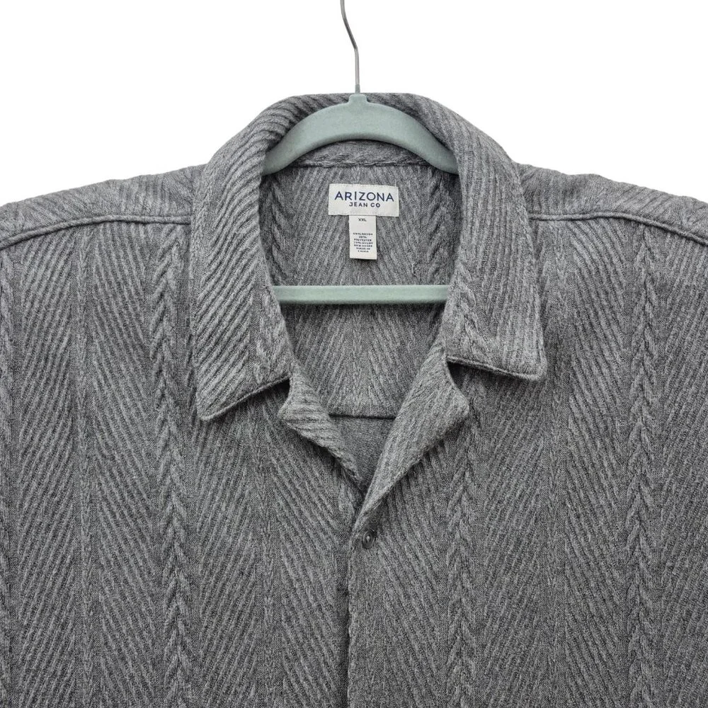 Arizona Jean Co Men’s Jacquard Casual Shirt Button-up Short Sleeve Size 2XL Gray - Picture 2 of 11